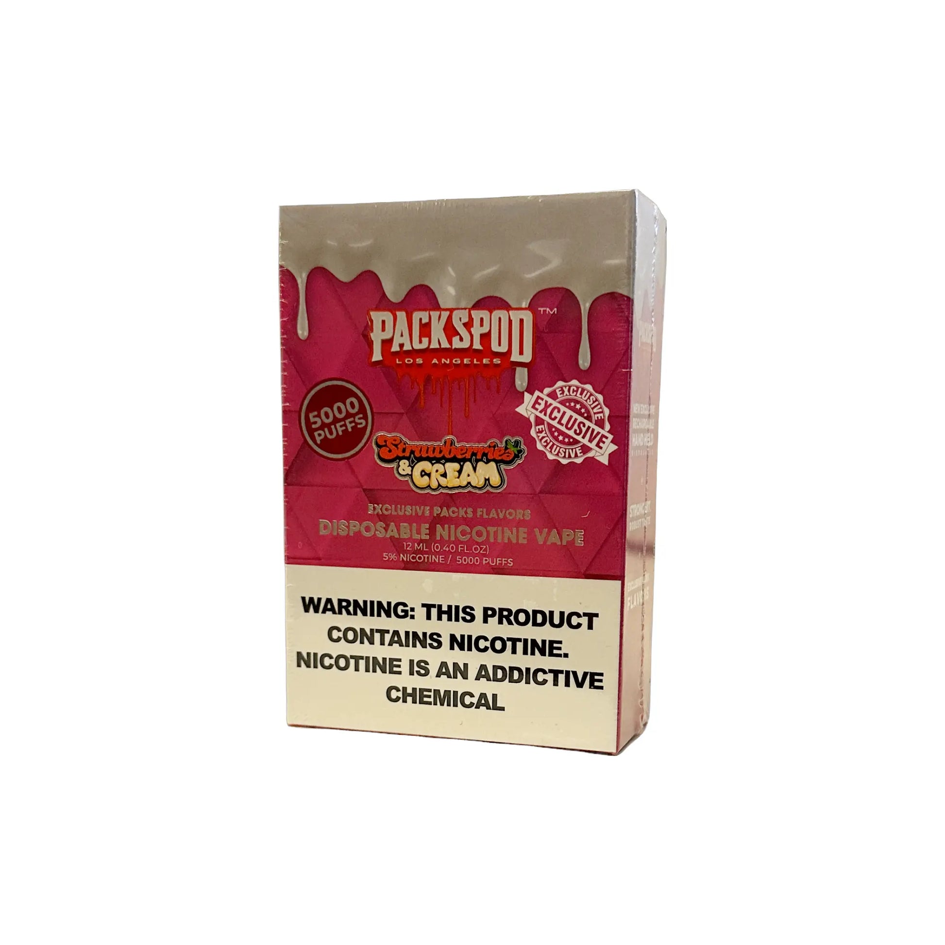 Packspod Disposable Vape 5000 Puffs - Strawberries & Cream