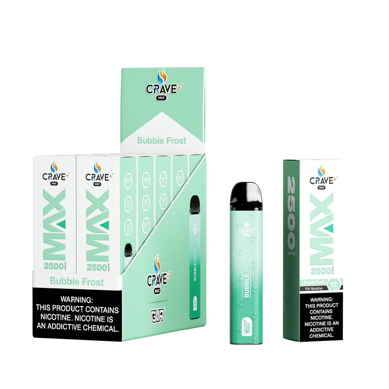 Crave Max Vape - 2500 Puffs Mesh Coil (BOX DEAL) Crave, Crave Max Vape - 2500 Puffs Mesh Coil Crave, crave max vape, crave max vape clear, crave clear vape, crave max mesh clear, crave max mesh tobacco, crave max mesh bubble frost, bubble frost crave max