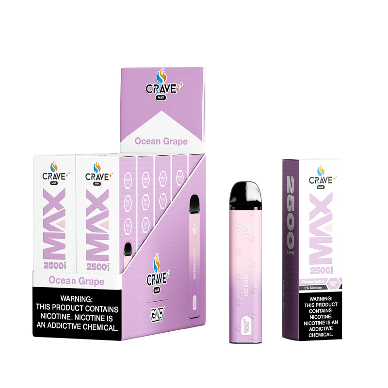 Crave Max Vape - 2500 Puffs Mesh Coil (BOX DEAL) Crave, crave max ocean grape