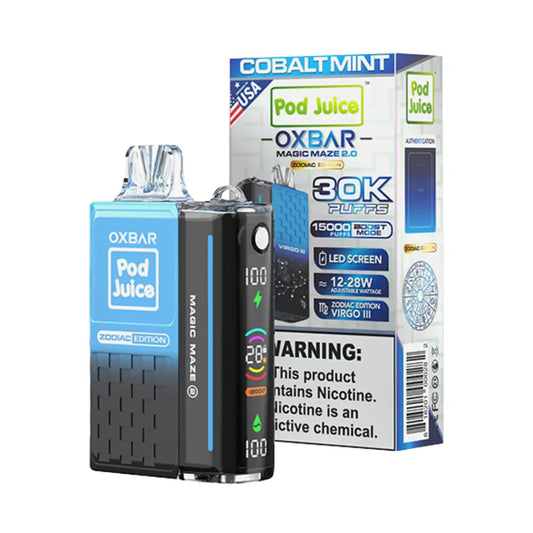 OXBAR x Pod Juice Magic Maze 30000 OXBAR X POD JUICE Vape Szn, oxbar cobalt mint, oxbar magic maze vape, oxbar