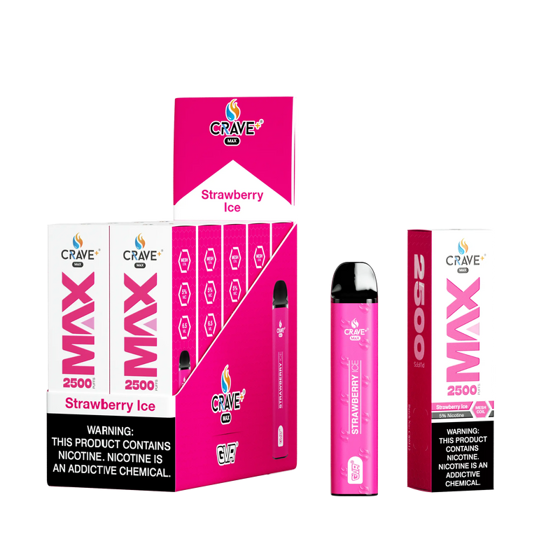 Crave Max Vape - 2500 Puffs Mesh Coil (BOX DEAL) Crave, crave max strawberry ice