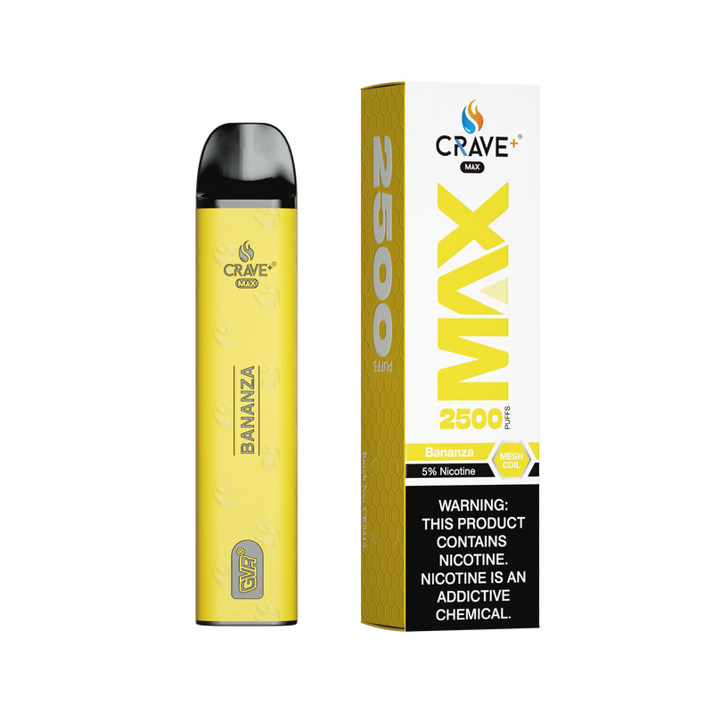 Crave Max Vape - 2500 Puffs Mesh Coil - VSZN, Crave Max Vape bananza