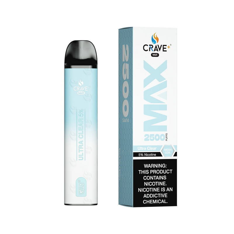 Crave Max Vape - 2500 Puffs Mesh Coil Crave, Crave Max Vape ultra clear 5%