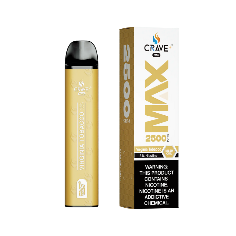 Crave Max Vape - 2500 Puffs Mesh Coil Crave, Crave Max Vape virginia tobacco