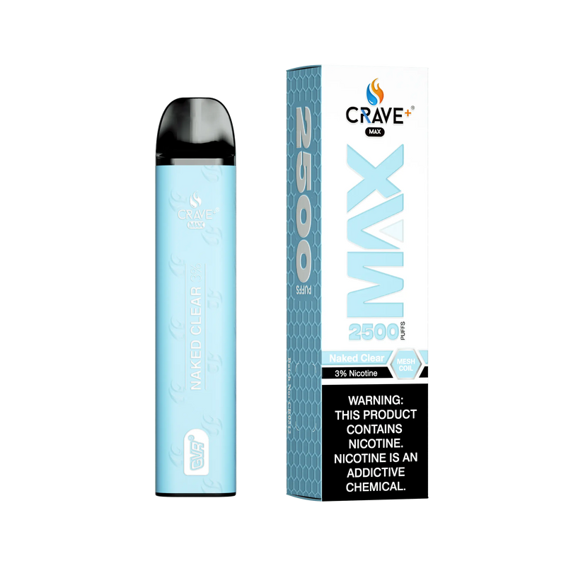 Crave Max Vape - 2500 Puffs Mesh Coil Crave, Crave Max Vape naked clear 3%