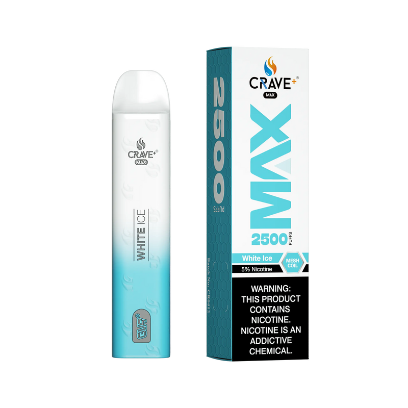 Crave Max Vape - 2500 Puffs Mesh Coil - VSZN, Crave Max Vape white ice