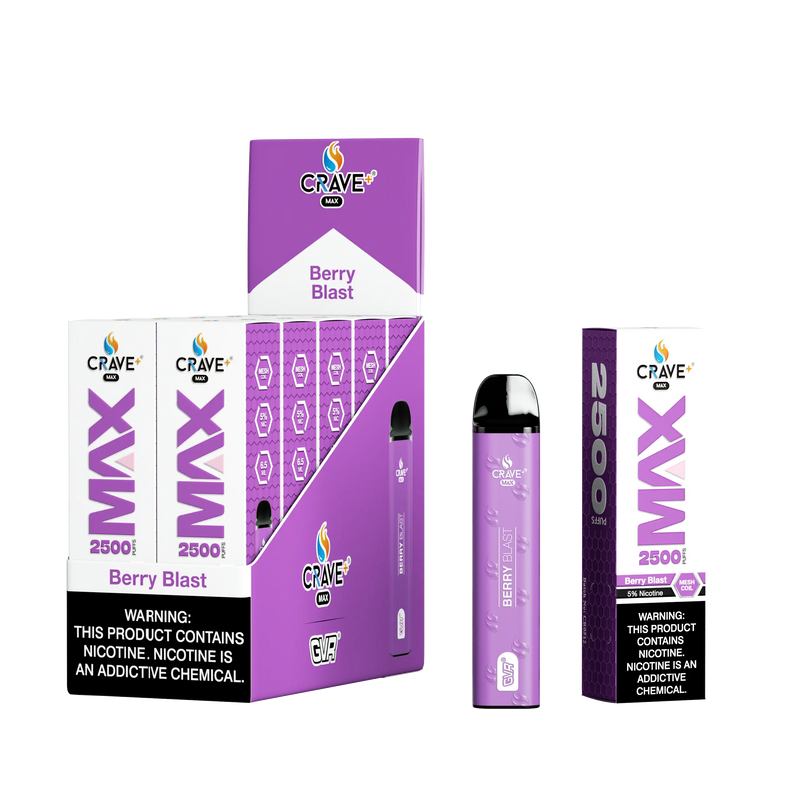 Crave Max Vape - 2500 Puffs Mesh Coil (BOX DEAL) Crave, crave max berry blast