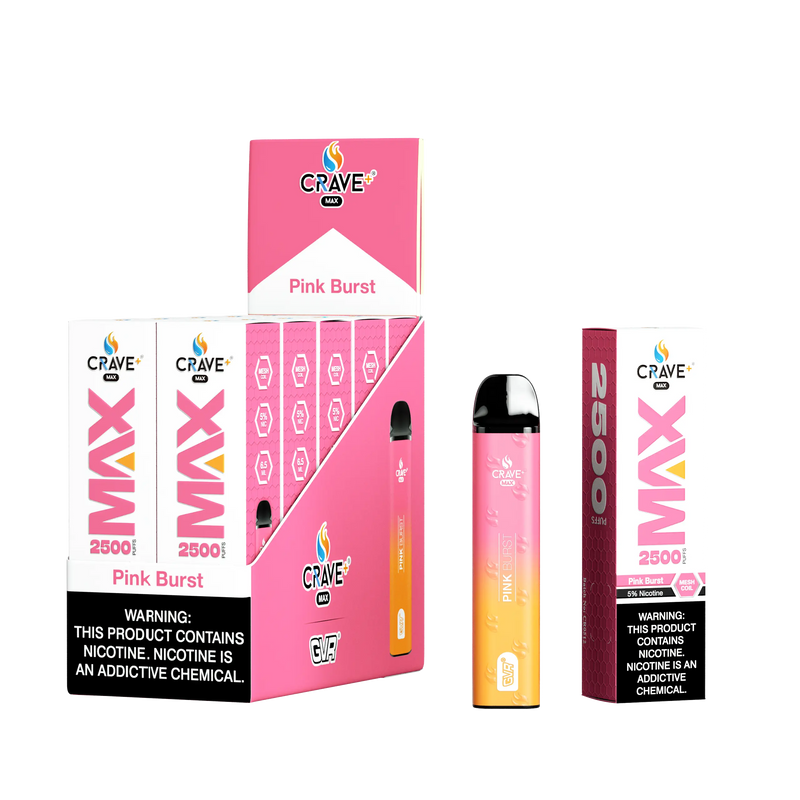 Crave Max Vape - 2500 Puffs Mesh Coil (BOX DEAL) - VSZN, crave max pink burst