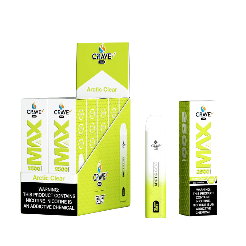 Crave Max Vape - 2500 Puffs Mesh Coil (BOX DEAL) - VSZN, crave max Arctic Clear
