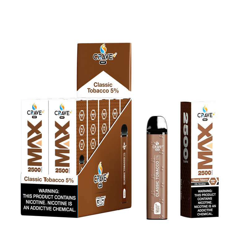 Crave Max Vape - 2500 Puffs Mesh Coil (BOX DEAL) - VSZN, crave max classic tobacco 5%
