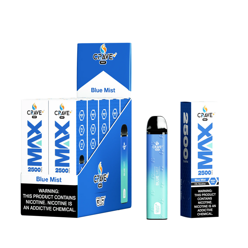 Crave Max Vape - 2500 Puffs Mesh Coil (BOX DEAL) - VSZN, crave max blue mist