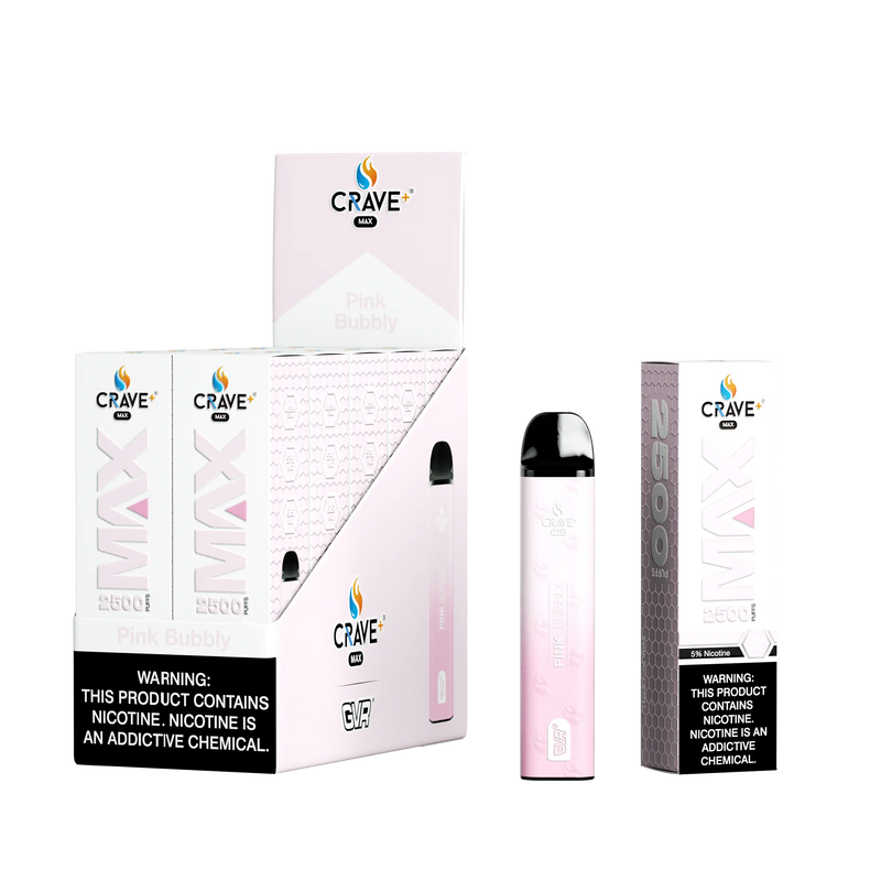 Crave Max Vape - 2500 Puffs Mesh Coil (BOX DEAL) Crave, crave max pink bubbly