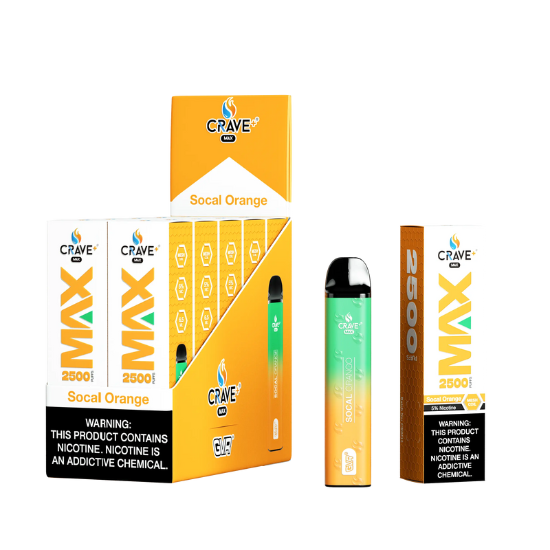 Crave Max Vape - 2500 Puffs Mesh Coil (BOX DEAL) - VSZN, crave max socal orange