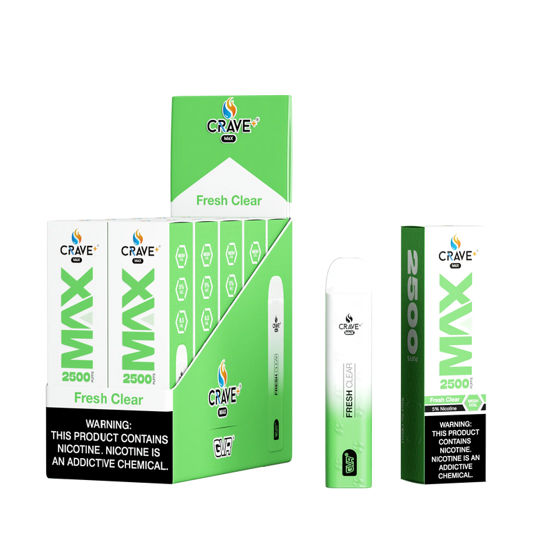 Crave Max Vape - 2500 Puffs Mesh Coil (BOX DEAL) - VSZN, crave max fresh clear