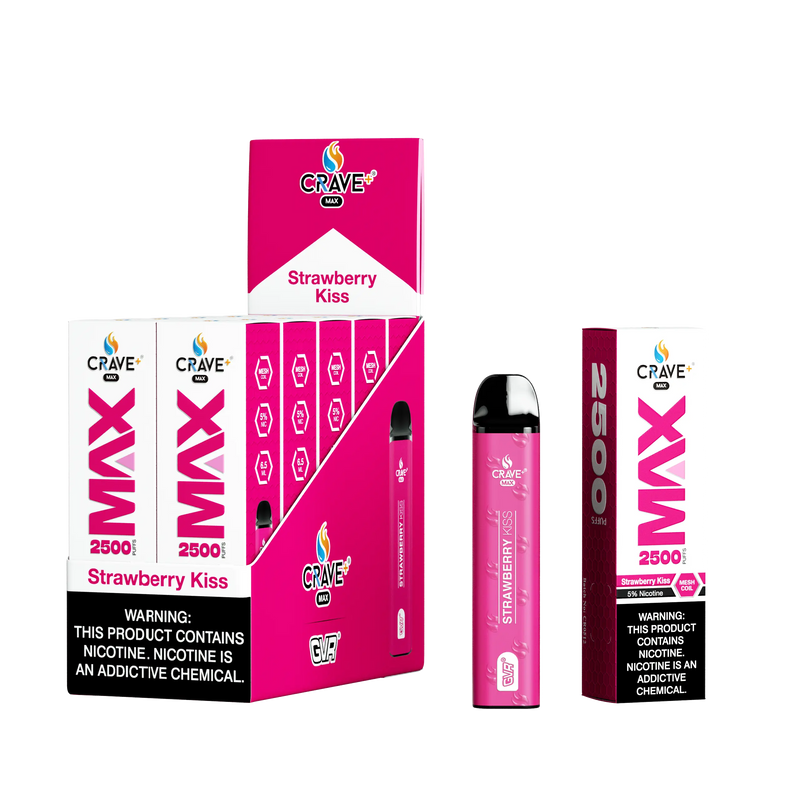 Crave Max Vape - 2500 Puffs Mesh Coil (BOX DEAL) - VSZN, crave max strawberry kiss