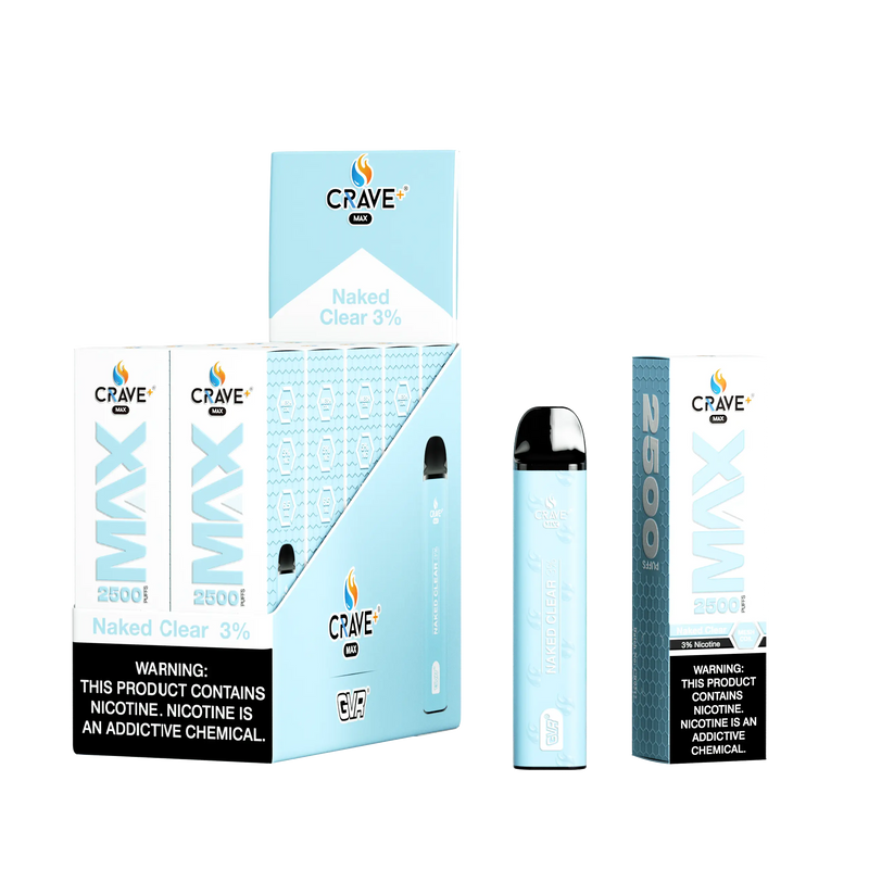Crave Max Vape - 2500 Puffs Mesh Coil (BOX DEAL) Crave, crave max naked clear 3%