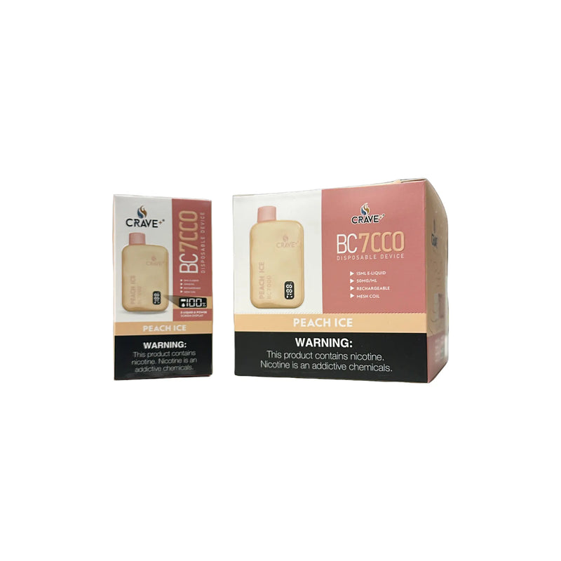 Crave BC7000 Puffs (BOX DEAL) - VSZN, Crave BC7000 (BOX DEAL) Crave, crave bc7000 classic clear, classic clear crave max, crave max classic clear, crave max bc7000 classic clear, crave peach ice bc7000, bc7000 peach ice crave