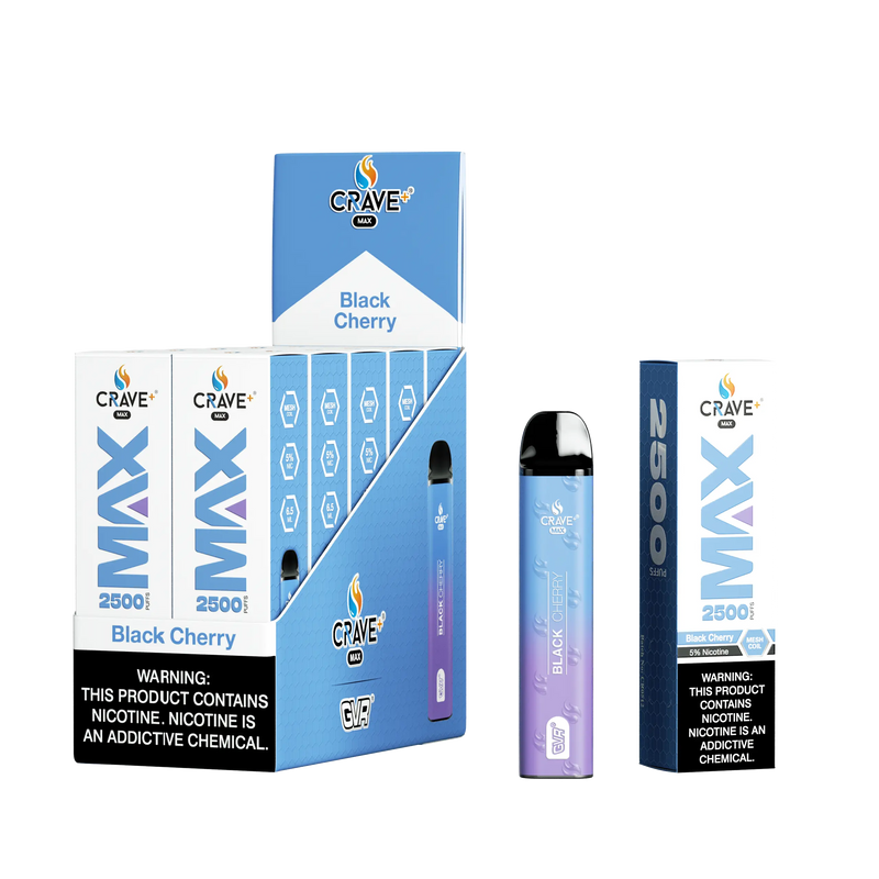 Crave Max Vape - 2500 Puffs Mesh Coil (BOX DEAL) Crave, crave max black cherry