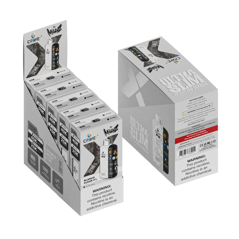 Crave X – Ultra Slim 40K / 25K Puffs (BOX DEAL) Crave, Crave X – Ultra Slim 40K / 25K Puffs Crave, crave x millyz, millyz crave x vape, millyz vape crave, crave vape millyz, rave x millyz, crave ultra slim vape millyz, crave blanco clear 5
