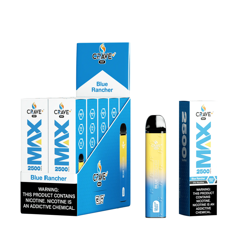 Crave Max Vape - 2500 Puffs Mesh Coil (BOX DEAL) Crave, crave max blue rancher 