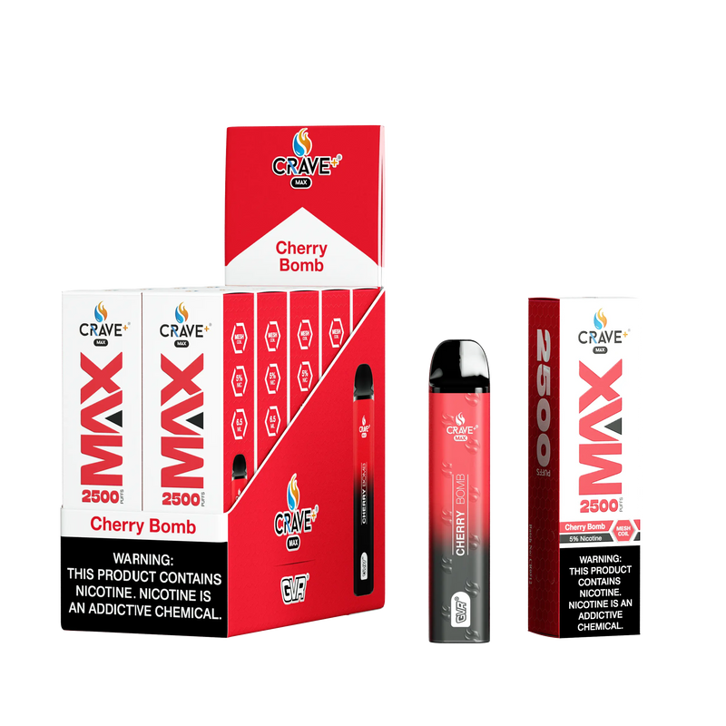 Crave Max Vape - 2500 Puffs Mesh Coil (BOX DEAL) Crave, crave max cherry bomb