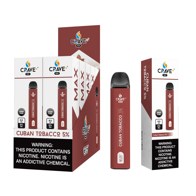 Crave Max 2500 (BOX DEAL) Cuban Tobacco 5% Crave