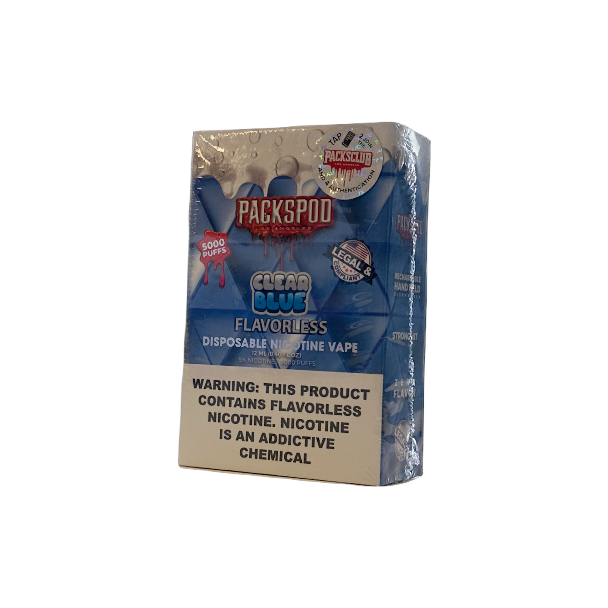 Packspod Disposable Vape 5000 Puffs - Clear Blue