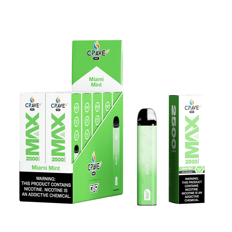 Crave Max Vape - 2500 Puffs Mesh Coil (BOX DEAL) Crave, crave max miami mint