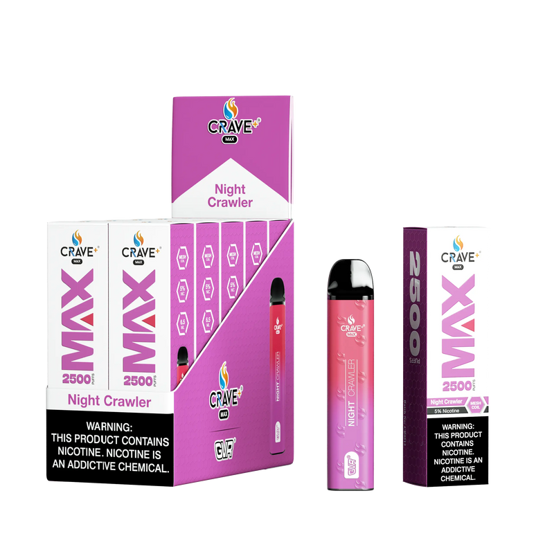 Crave Max Vape - 2500 Puffs Mesh Coil (BOX DEAL) Crave, crave max night crawler