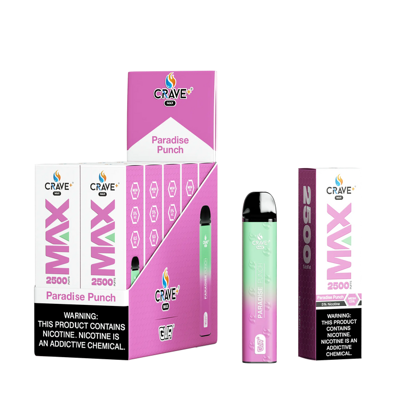 Crave Max Vape - 2500 Puffs Mesh Coil (BOX DEAL) Crave, crave max paradise punch