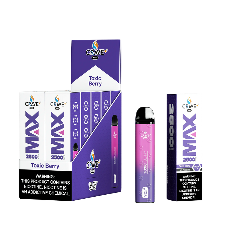 Crave Max Vape - 2500 Puffs Mesh Coil (BOX DEAL) Crave, crave max toxic berry