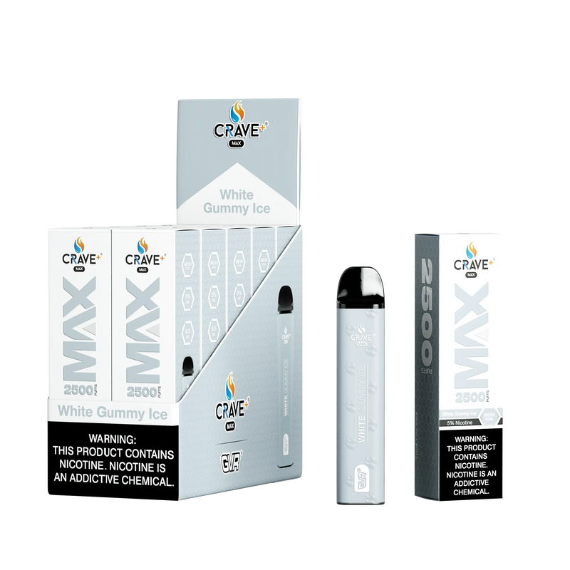 Crave Max Vape - 2500 Puffs Mesh Coil (BOX DEAL) Crave, crave max white gummy ice