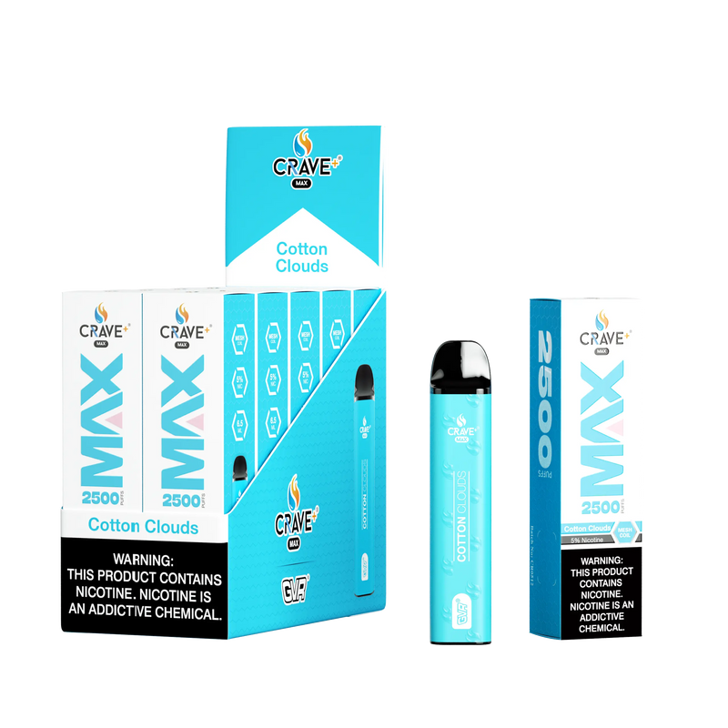 Crave Max Vape - 2500 Puffs Mesh Coil (BOX DEAL) Crave, crave max cotton clouds