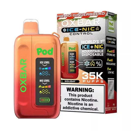 OxBar Ice‑Nic Control 35K Vape – 35,000 Puffs, Ice + Nic Strength Control, USB‑Cy OXBAR X POD JUICE